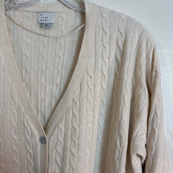 A New Day Women's Cable Cardigan Beige Size M - Picture 2 of 5